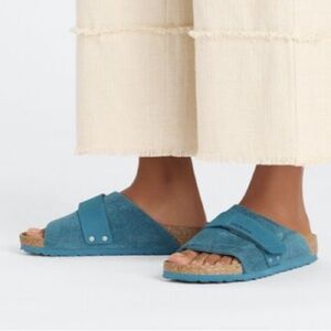 Birkenstock Kyoto Dark Teal Nubuck/Suede Leather Sandals Size 38